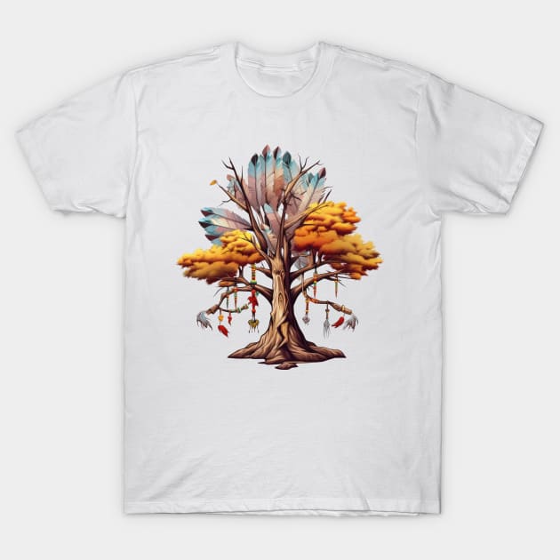 Native American Tree T-Shirt by Chromatic Fusion Studio